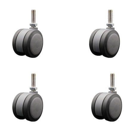 Service Caster 3'' Gray Heavy Duty Floor Safe Twin Wheel Caster 1/2'' Threaded Stem , 4PK SCC-TS02S75-TPR-GRY-121315-4